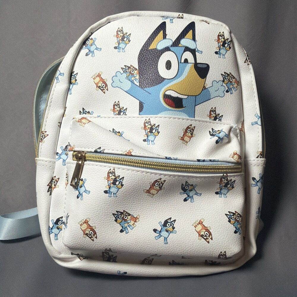 Bluey Mini Backpack Kids Bag White Cartoon Print